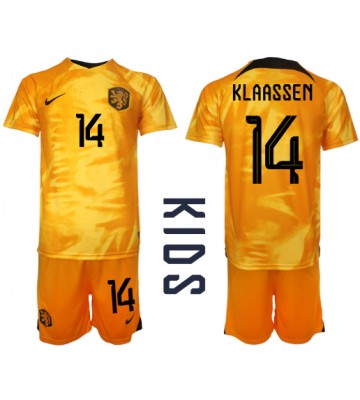 Holandia Davy Klaassen #14 Koszulka Podstawowych Dziecięca MŚ 2022 Krótki Rękaw (+ Krótkie spodenki)